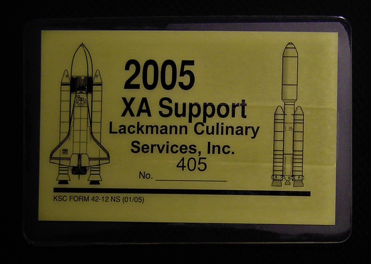 2005 NASA JFK SPACE CENTER SPACE SHUTTLE LACKMANN CULINARY CONTRACTOR ID BADGE