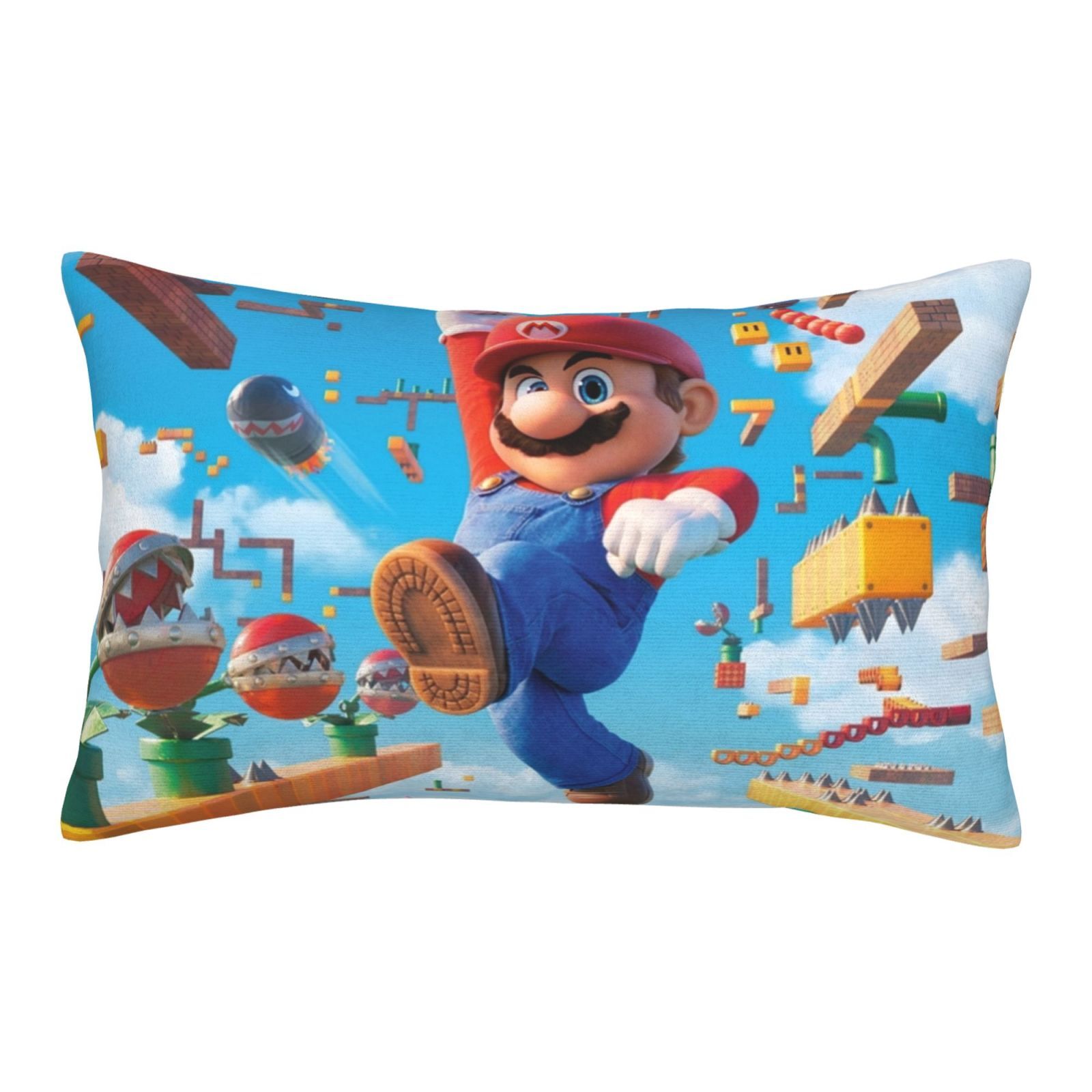 Super Mario Cartoon Pillowcase Microfiber Pillow Cover Sofa Bed w/ Hidden Zipper