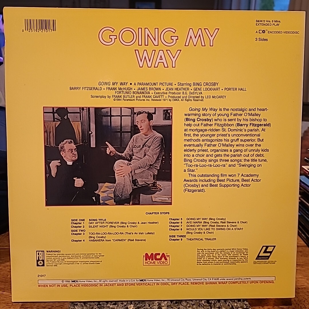 "Going My Way" Extended Play Laserdisc LD - Bing Crosby