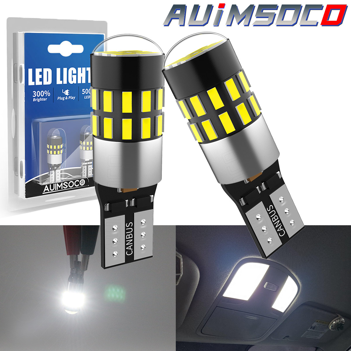 AUIMSOCO 168 194 192 2825 T10 LED Side Marker Light Bulb White Canbus Error Free