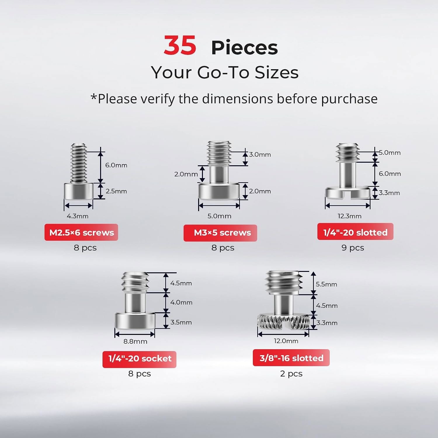 SmallRig Stainless Steel Screw Set for Camera Accessories 6389