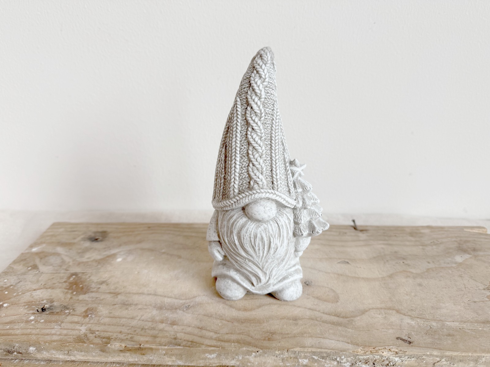 Latex Mold – Faceless Gnome with Knitted Hat & Tree – Concrete/Plaster Mold – (V