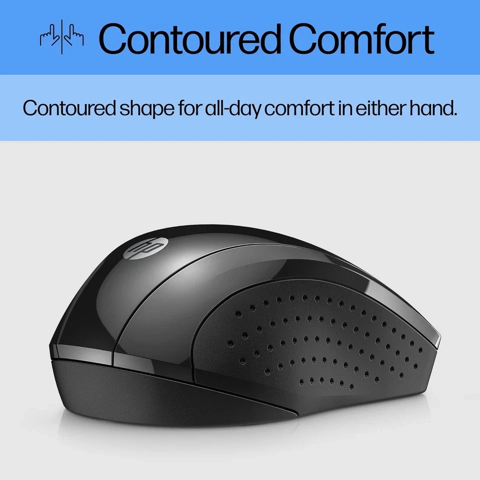 HP - X3000 G3 Wireless Optical Ambidextrous Mouse - Wireless - Jet Black