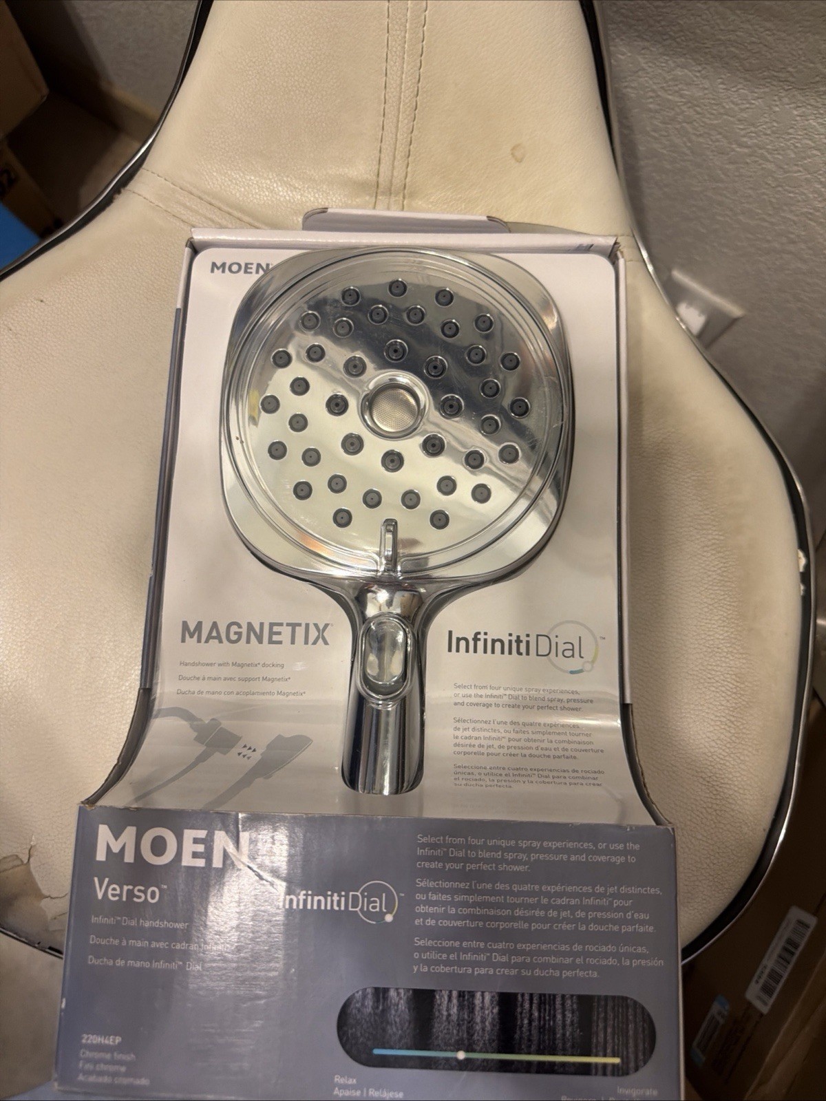 Moen 220H2EP Chrome Verso Handshower, Detachable Round Shower Head & Hose OB