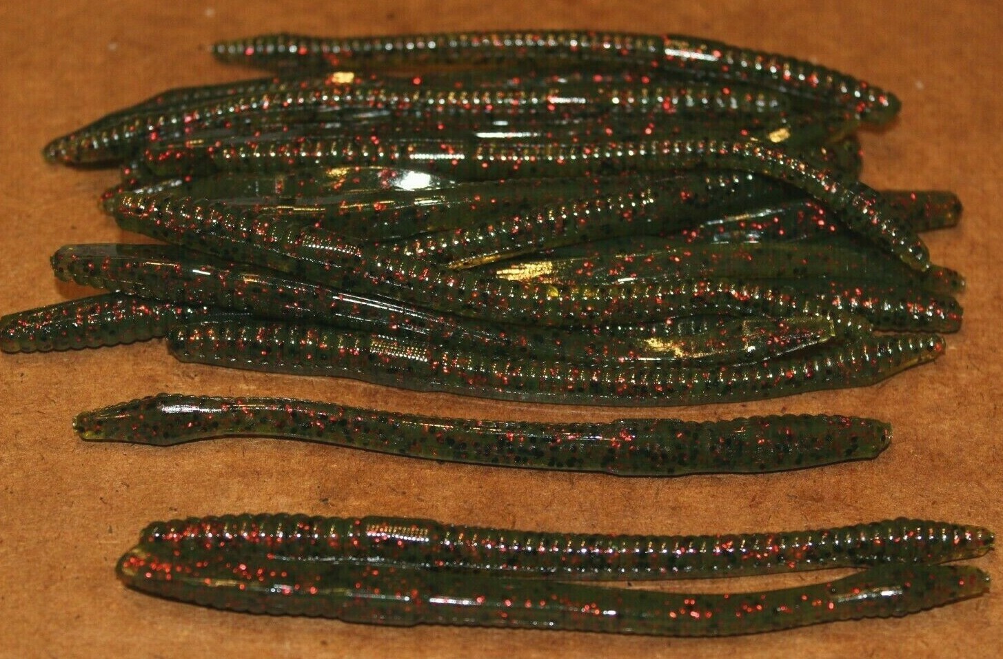 5" Finesse Worm Trick Worm Style Watermelon Red Plastic 50 pack bulk