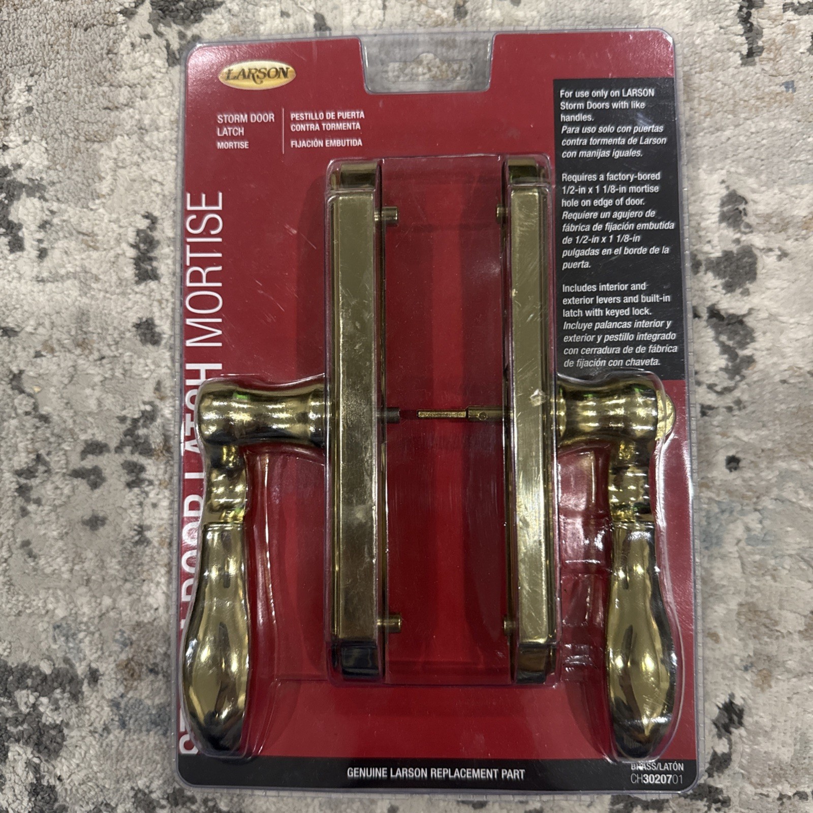 Larson CH3020701 Brass Storm Door Latch Mortise OEM for LARSON Storm Doors