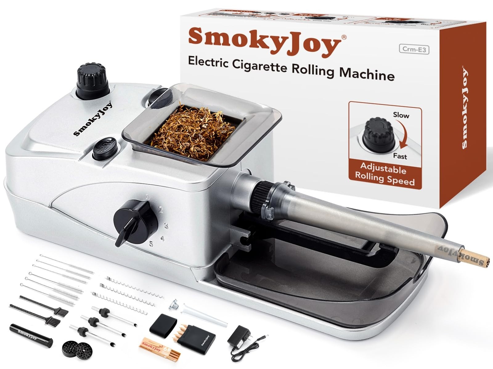 Electric Cigarette Rolling Machine - Automatic Pre-Roll Cone Loader & Grinder, S