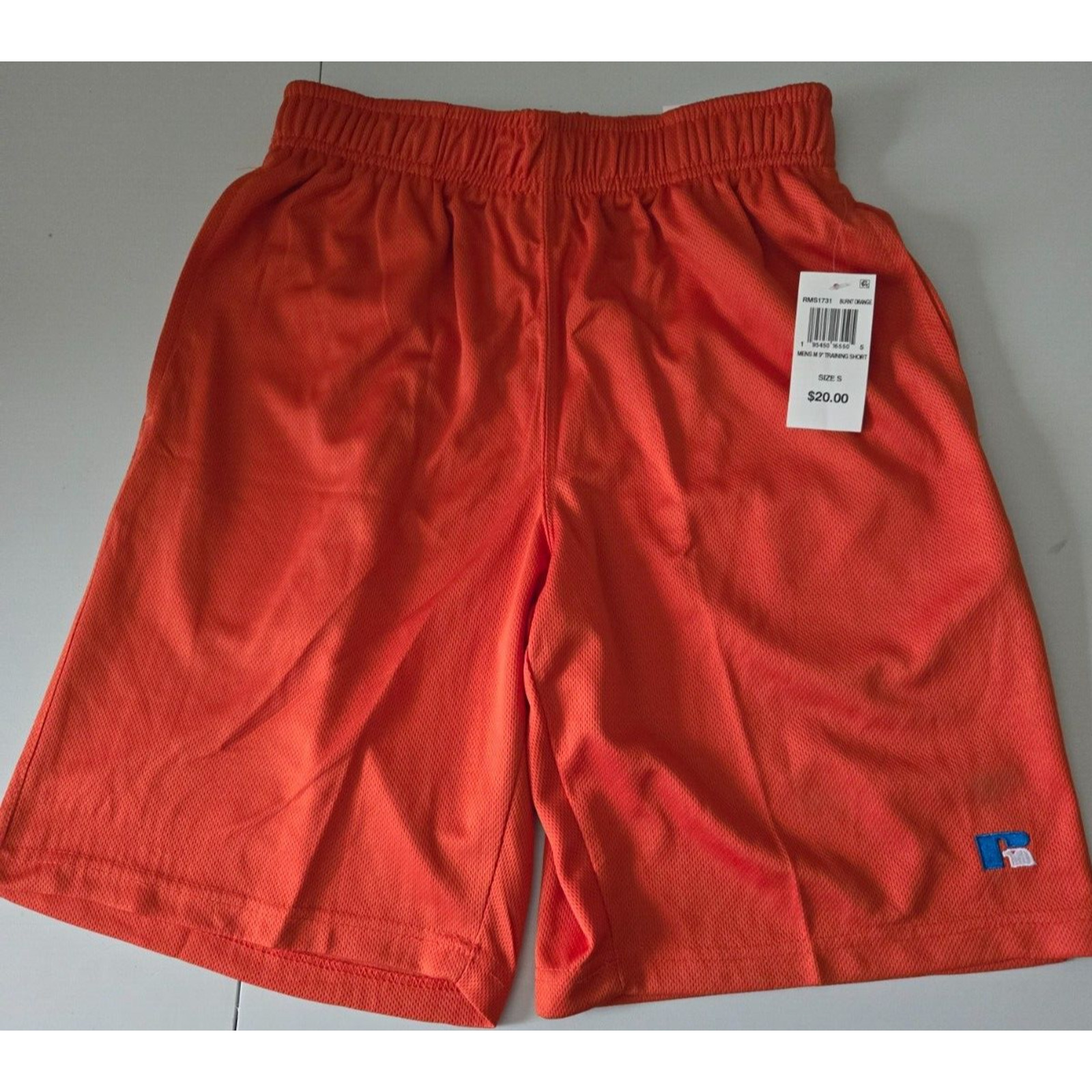 RUSSELL Lined Mesh Men's Shorts Pockets Burnt Orange S NWT
