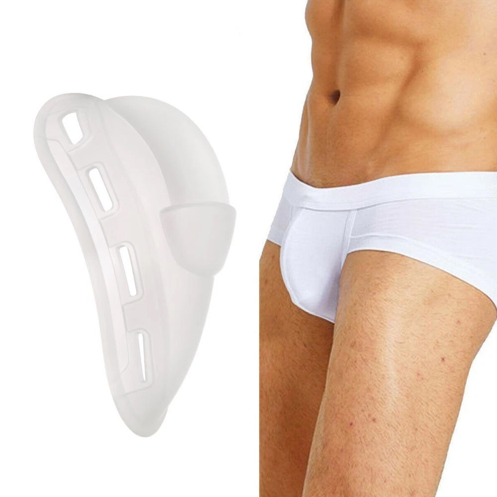 Men Bulge Package Enhancer Cup Pouch Silicone Pad Briefs String Underwear Clear