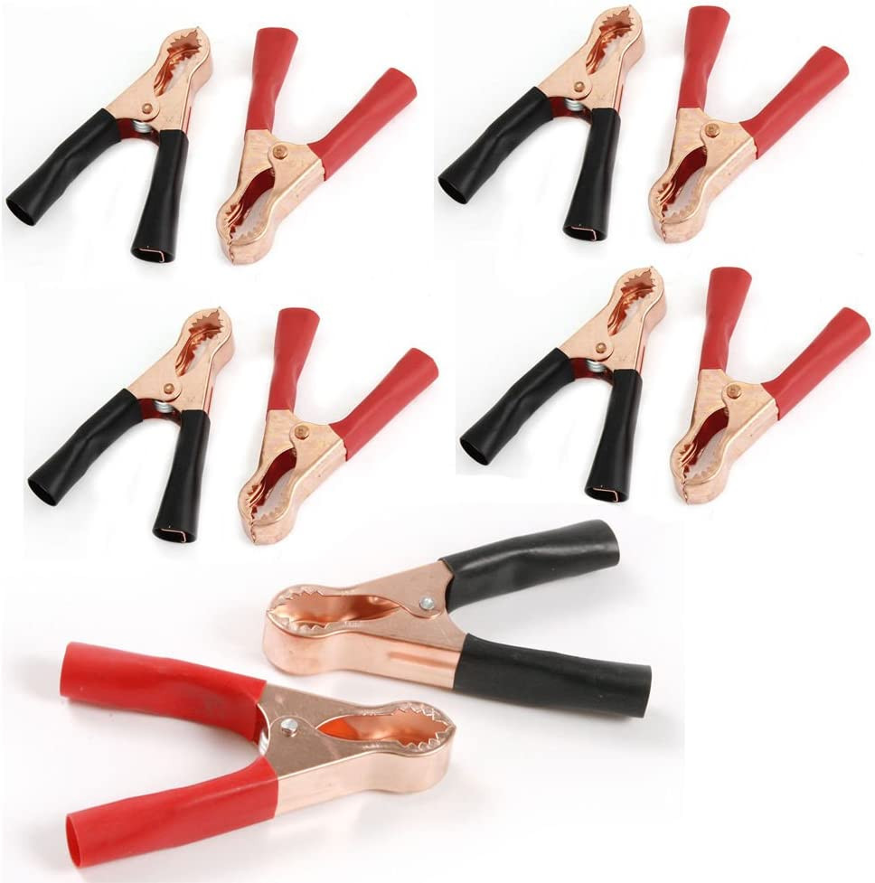 Insulated Alligator Clips Durable Heavy Duty Black & Red Boot Metal Spring Loade