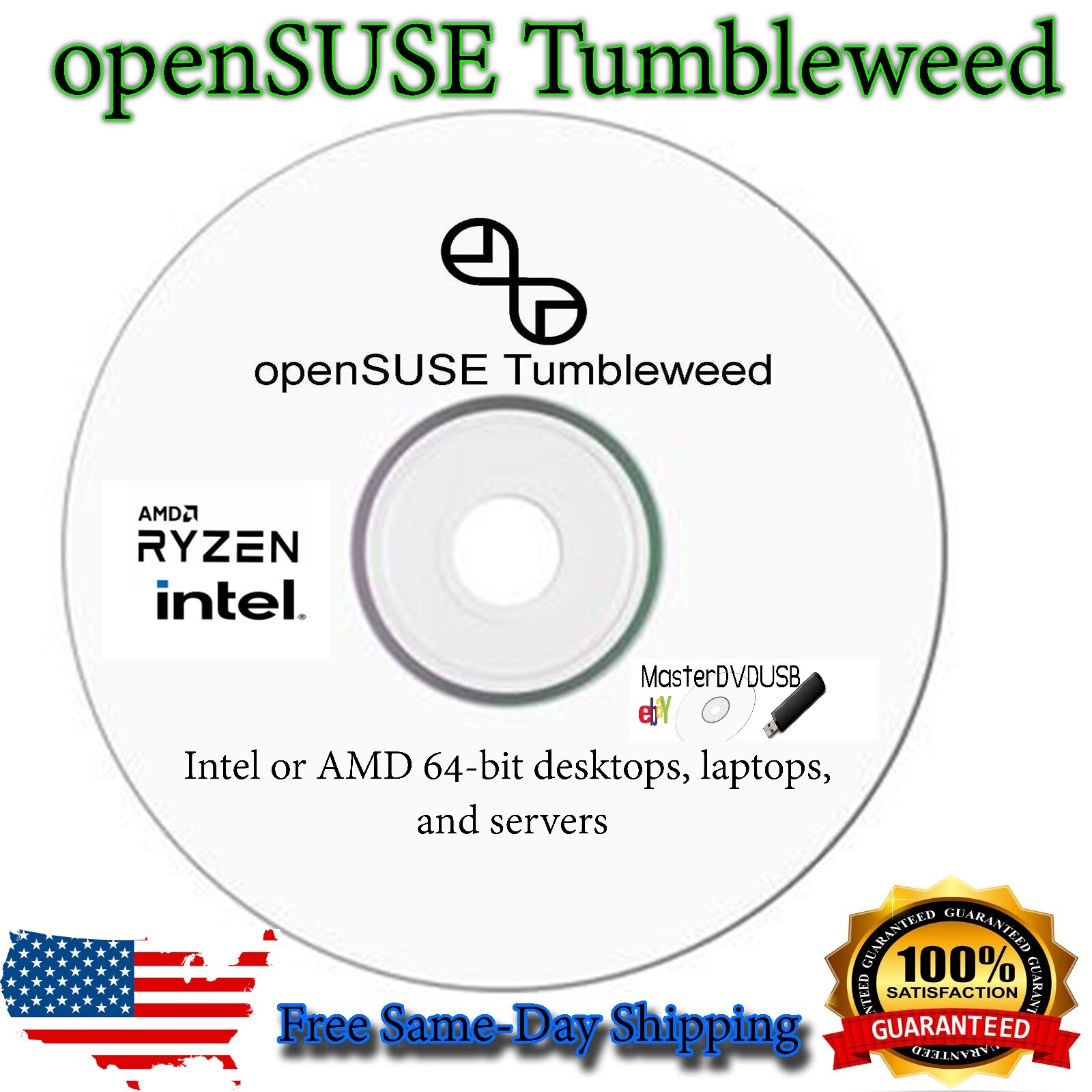 openSUSE Tumbleweed 64-bit Live/Installer DVD Same-Day Shipping California