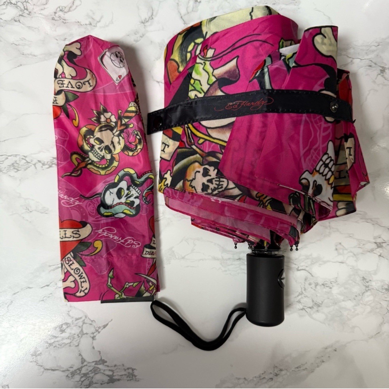 Ed Hardy Pink Skull Umbrella