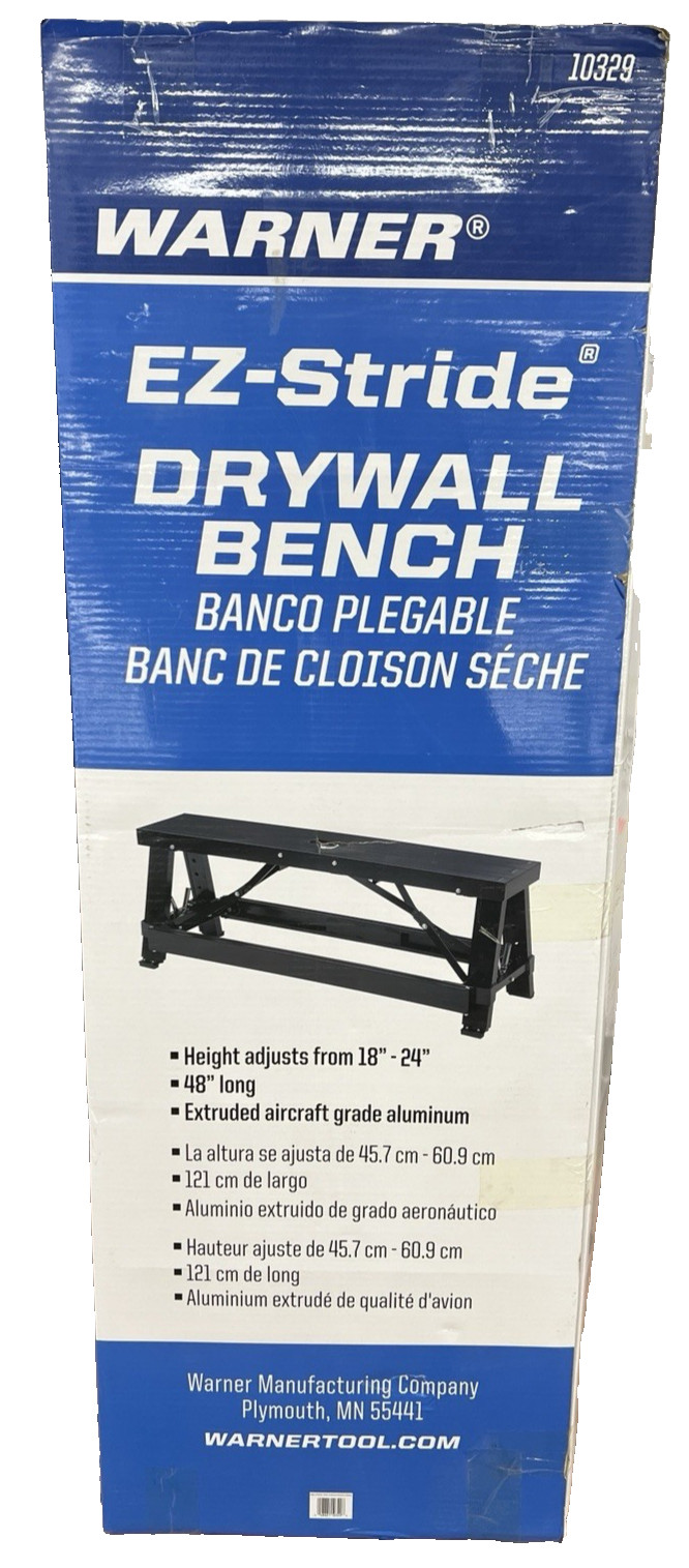 Warner 10329 EZ-Stride Aluminum Drywall Bench Adjustable Height, 48-Inches Long