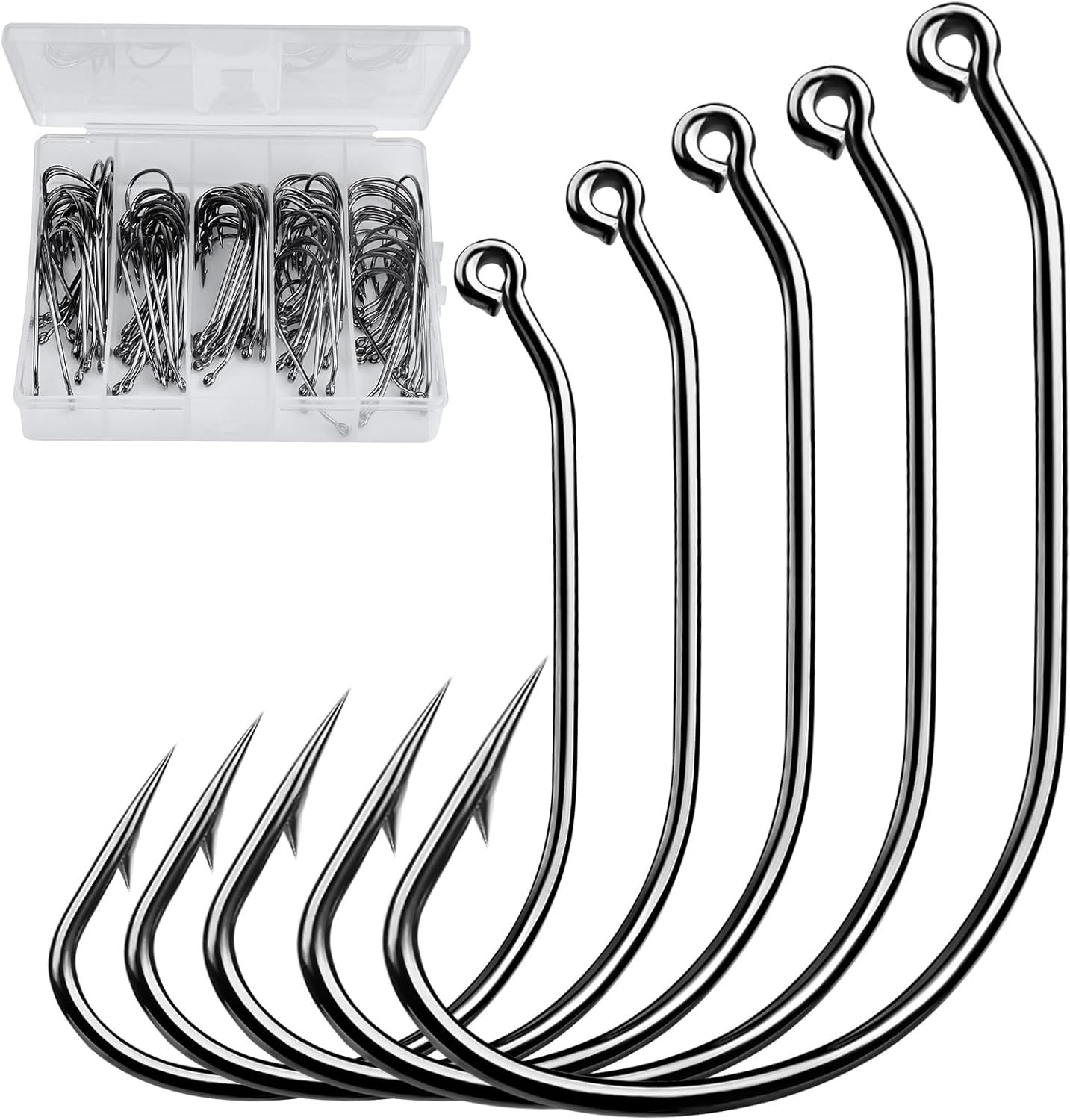 Fishing Hooks for Bass Fishing - 100Pcs EWG Offset Worm Hook Texas Rig Hooks for