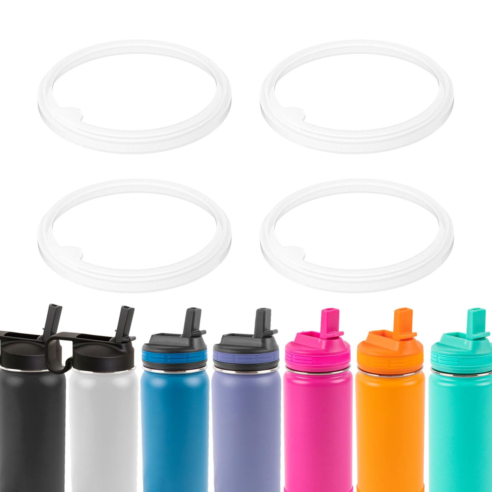 BOSORIO 4 Pack Gaskets Compatible with ThermoFlask 16oz 24oz 32oz 40oz Clear