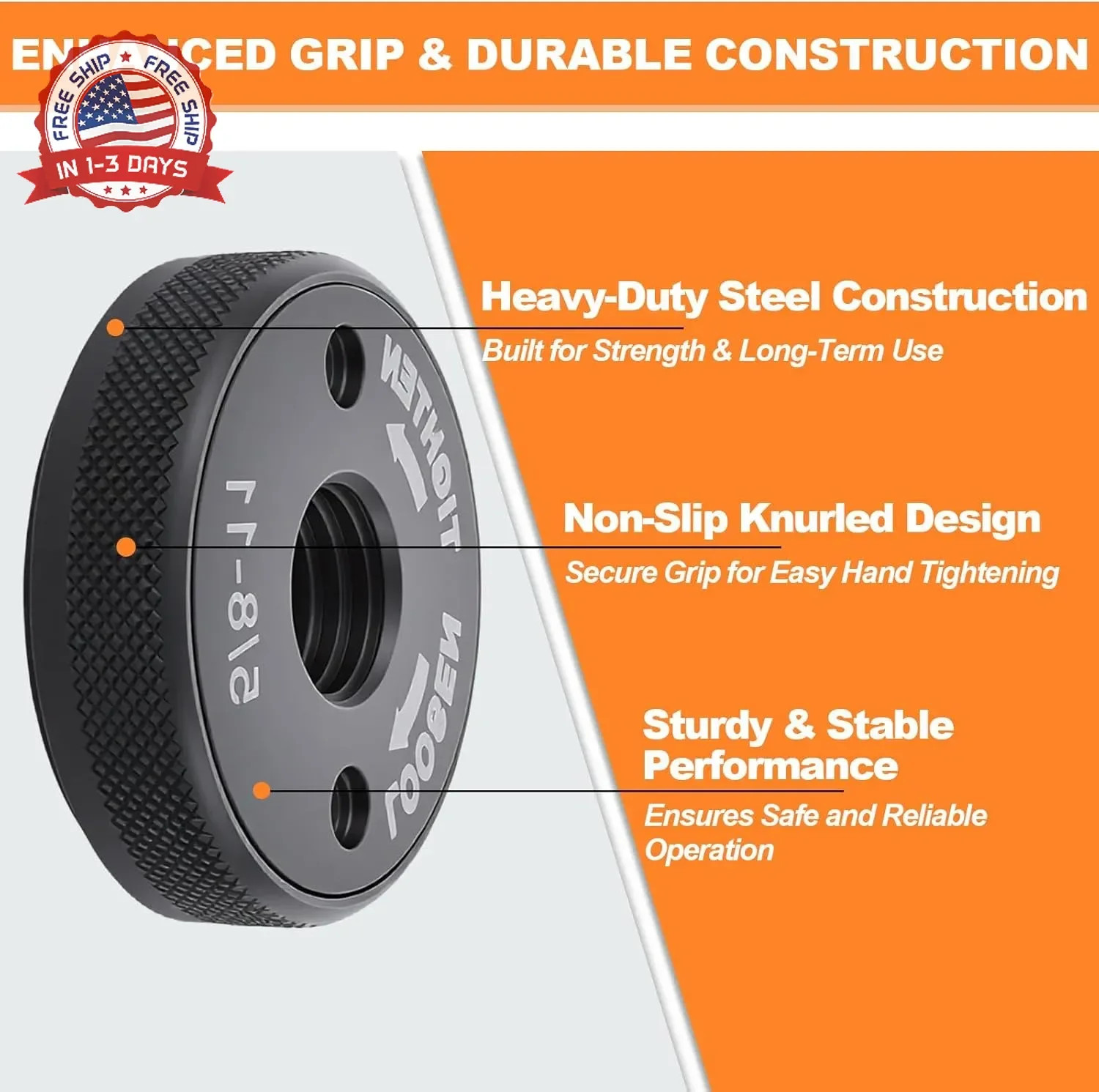 5/8"-11 Quick Change Angle Grinder Nuts, Self Locking Flange Nut No Wrench Requi