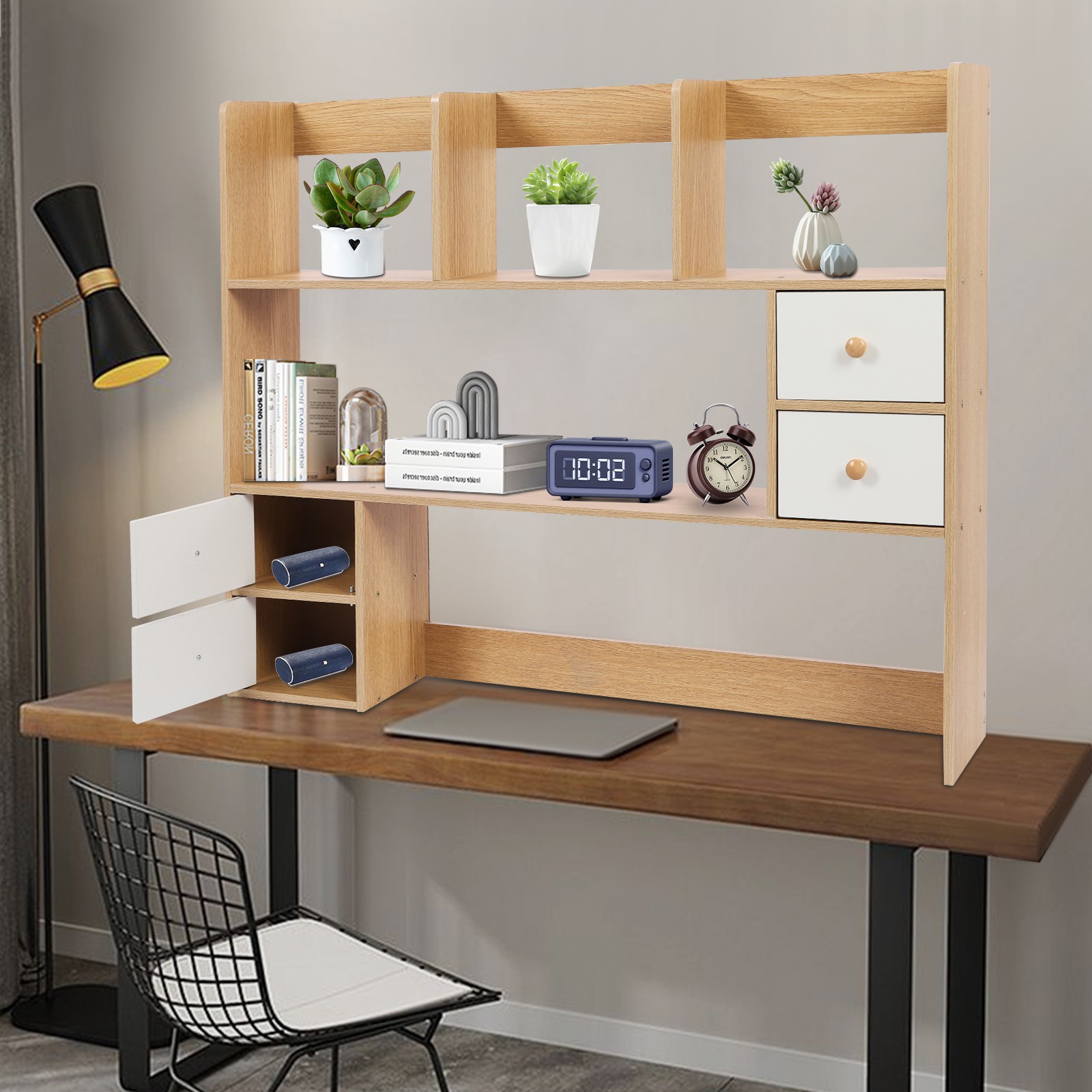 4-Cabinet Desktop Organizer 3kg Capacity Office Storage Rack Book Desktop Rack
