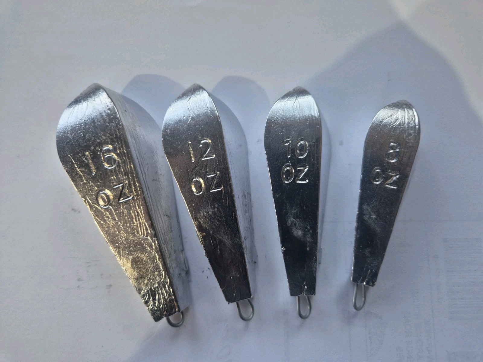 BOPEDO BOAT LEAD FISHING WEIGHTS 1 x 16oz,1 X 10 oz 1 x 12oz,1 x 8oz