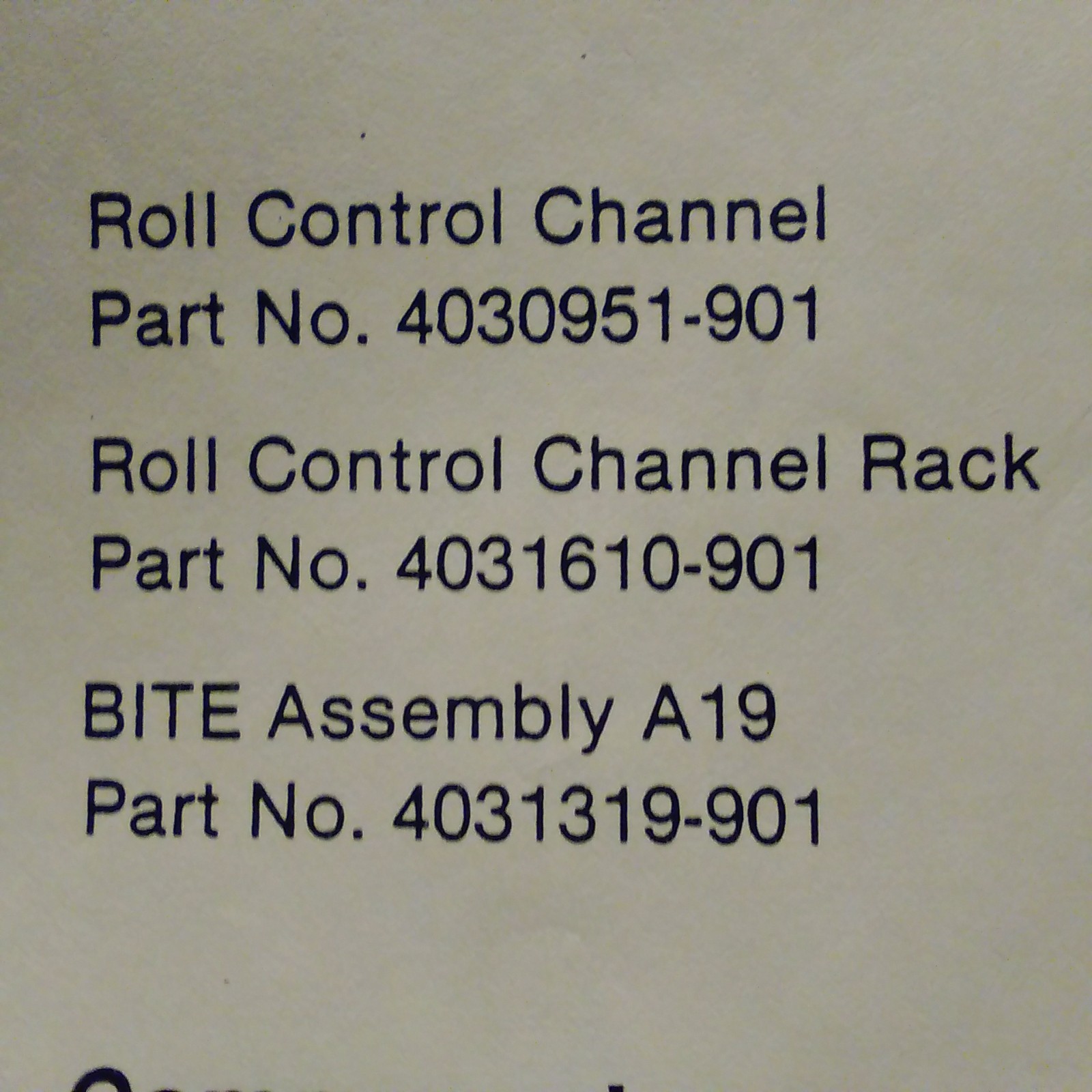 Sperry Roll Control 4030951-901, Rack 4031610-901 & BITE 4031319 Service Manual
