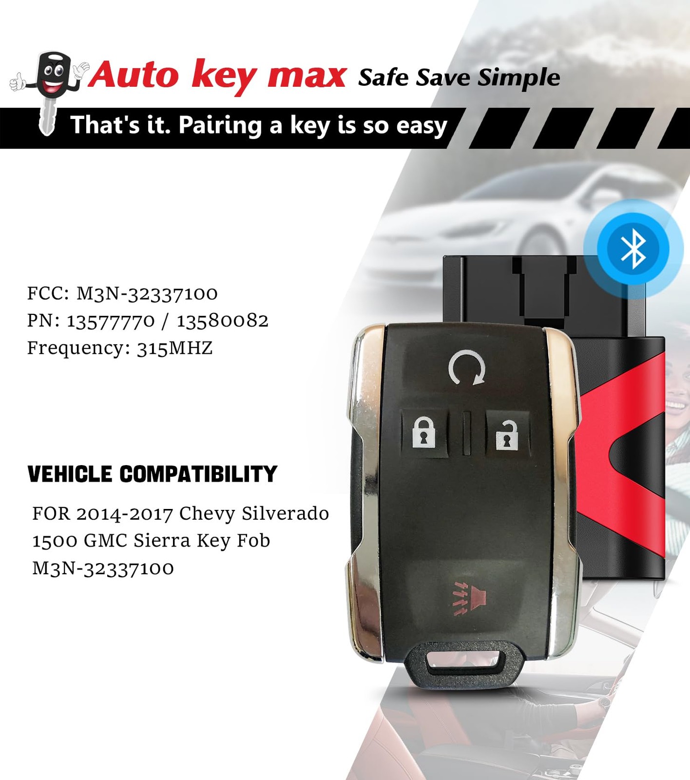 2 Programmable Keyfob Scanner Tool, Replacement DIY Programmer Kit for 2011-2018