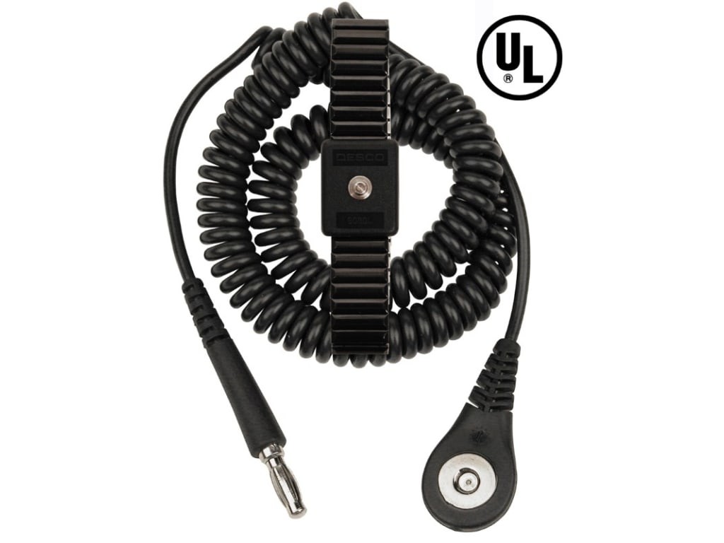 Desco 9087 - Premium fixed size metal single wire wrist strap - medium / 6 foot