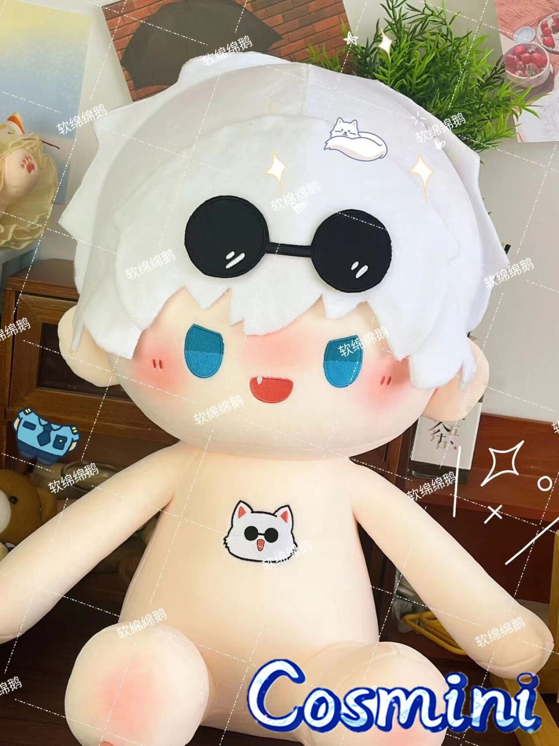 Anime Jujutsu Kaisen Satoru Gojo 40cm Plush Doll Dress up Toy Plushie