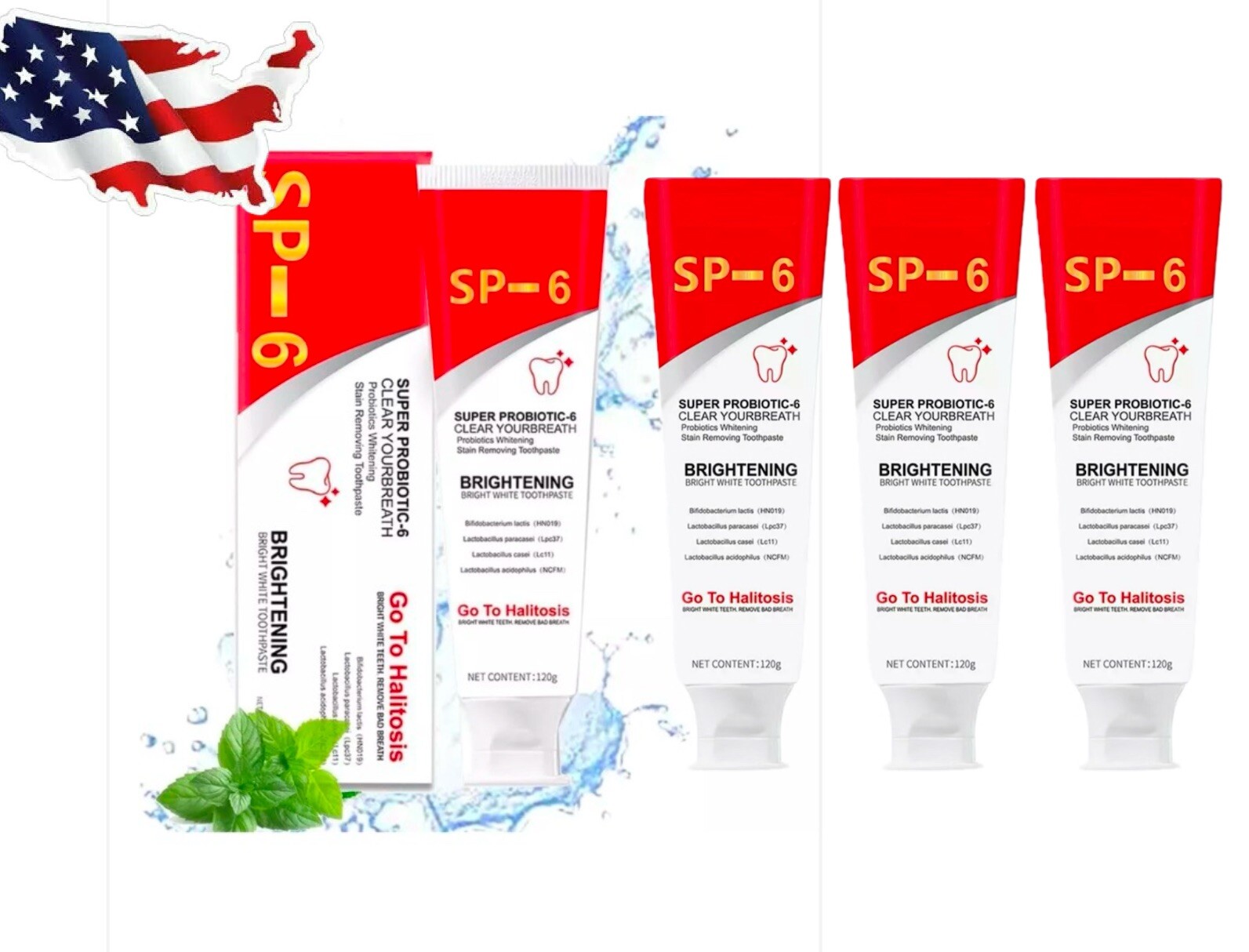 4Pcs Super Probiotic SP-6 Toothpaste, Probiotics Bright White
