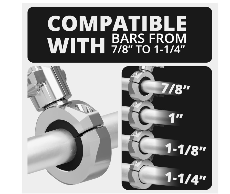 Chrome Motorcycle All Metal Phone Mount - 20MAXX Spring Cradle | Universal Clamp
