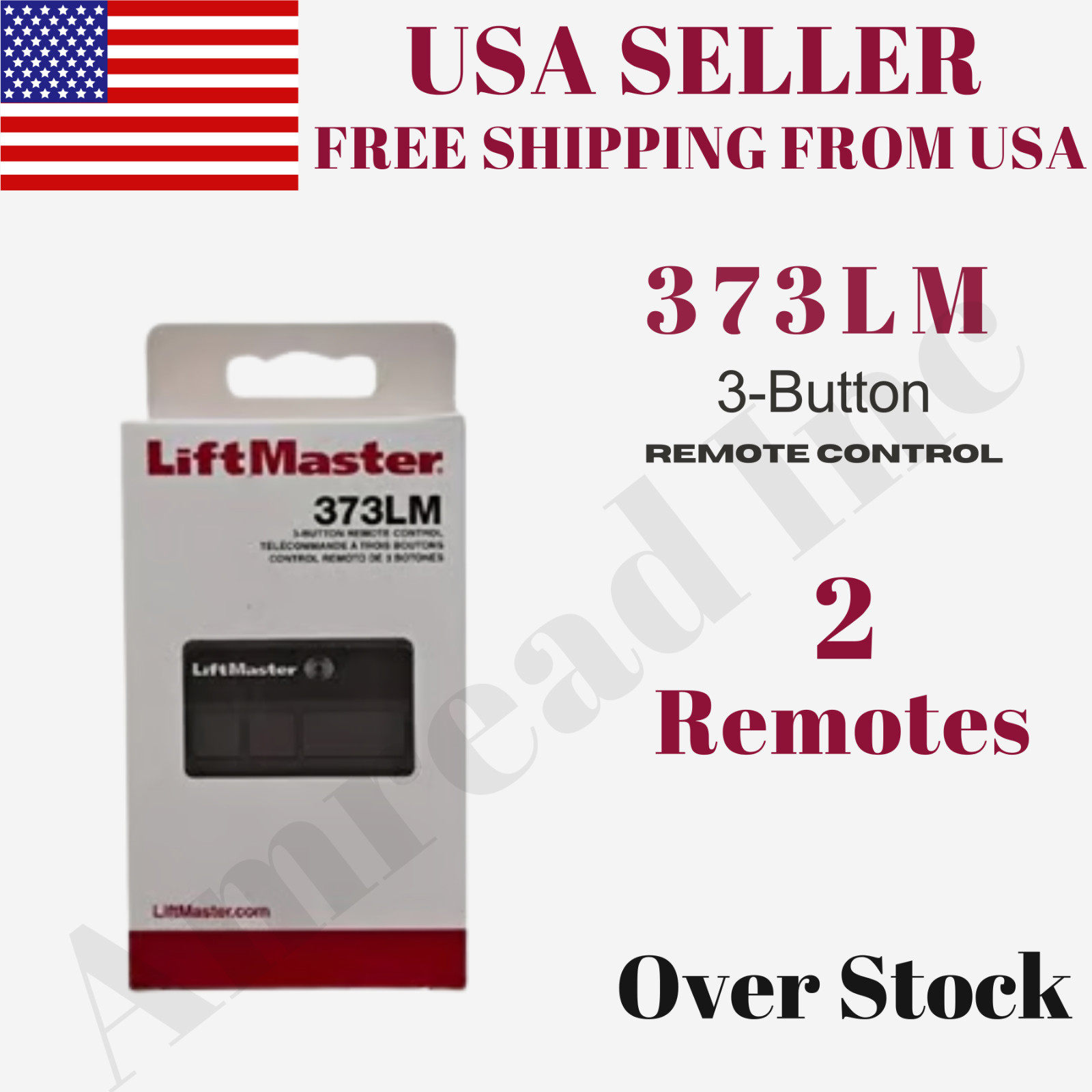 2 Pack LiftMaster 373LM 3-Button Security+ 315MHz Garage Door Remote Control