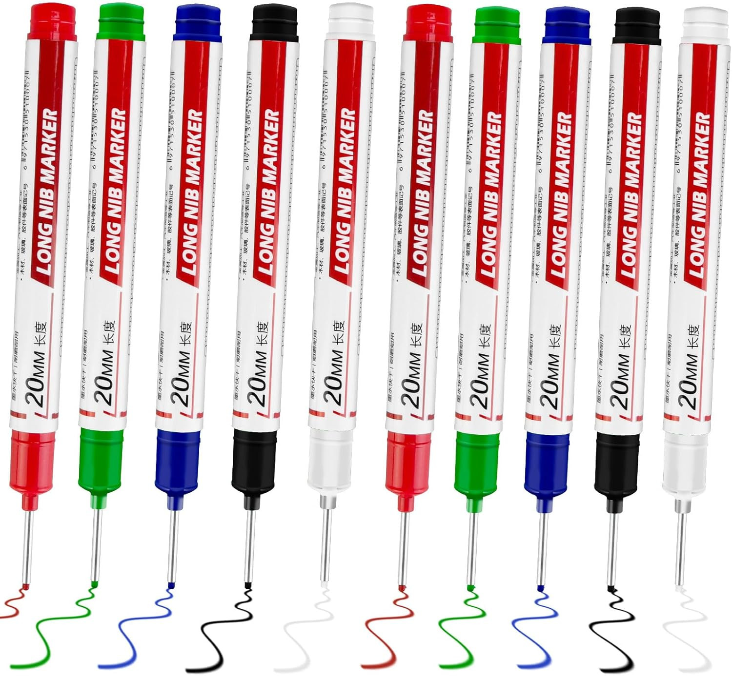 10 Pcs Long Head Deep Hole Marker - Long Nib Markers, Multi-Purpose Deep Hole Ma