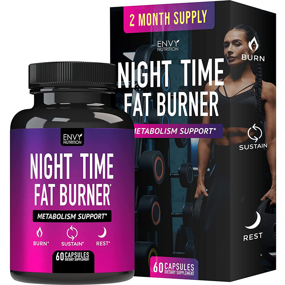 Night Time Fat Burner - Metabolism Support, Appetite Suppressant 60 Capsules