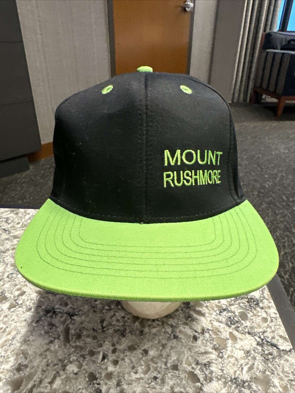 Mount Rushmore SD Lime Green and Black Hat Cap Snapback EUC