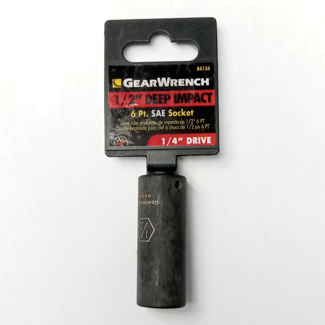 Gearwrench 84134 1/4" Drive 6 Point Deep Impact Socket 1/2"