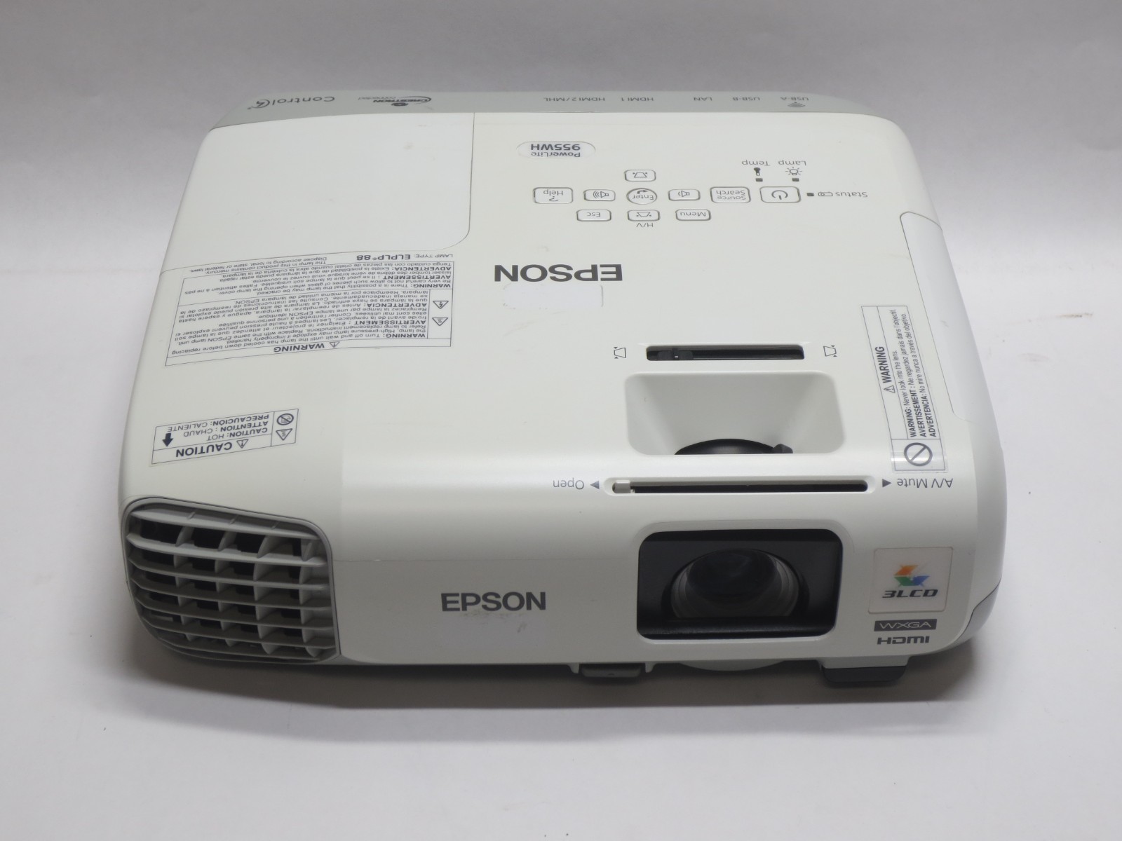 Epson PowerLite 955WH WXGA Conference Room Projector 3200 Lumens (53 Lamp Hrs)