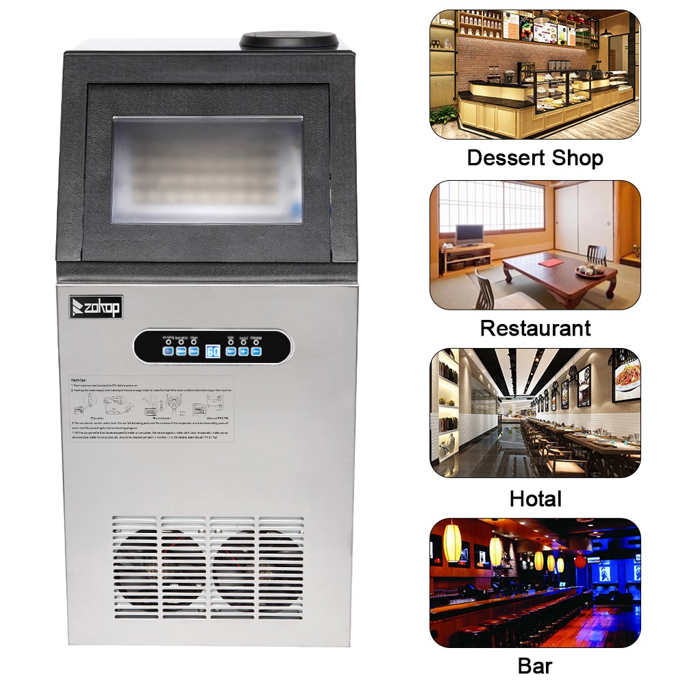 ZOKOP 110lb 24h Commercial Built-in Ice Maker Cube Machine Restaurant Service