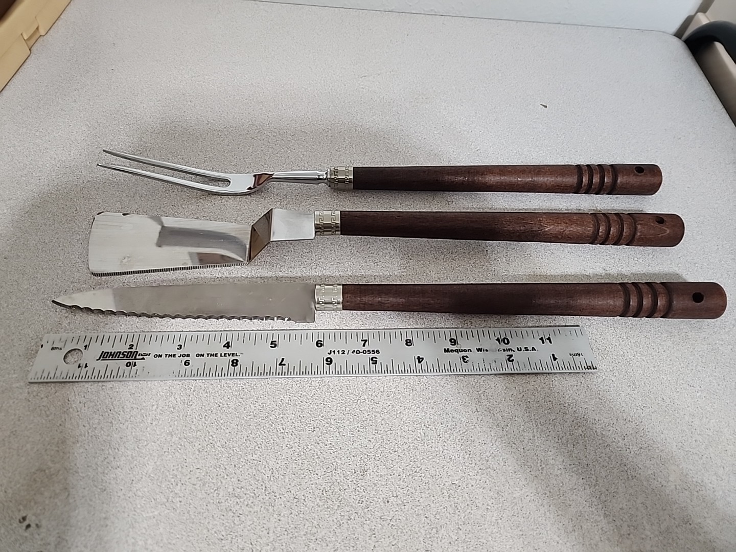 WAVECREST REGENT SHEFFIELD MCM Stainless Wood Handle BBQ Serving Set *NICE *