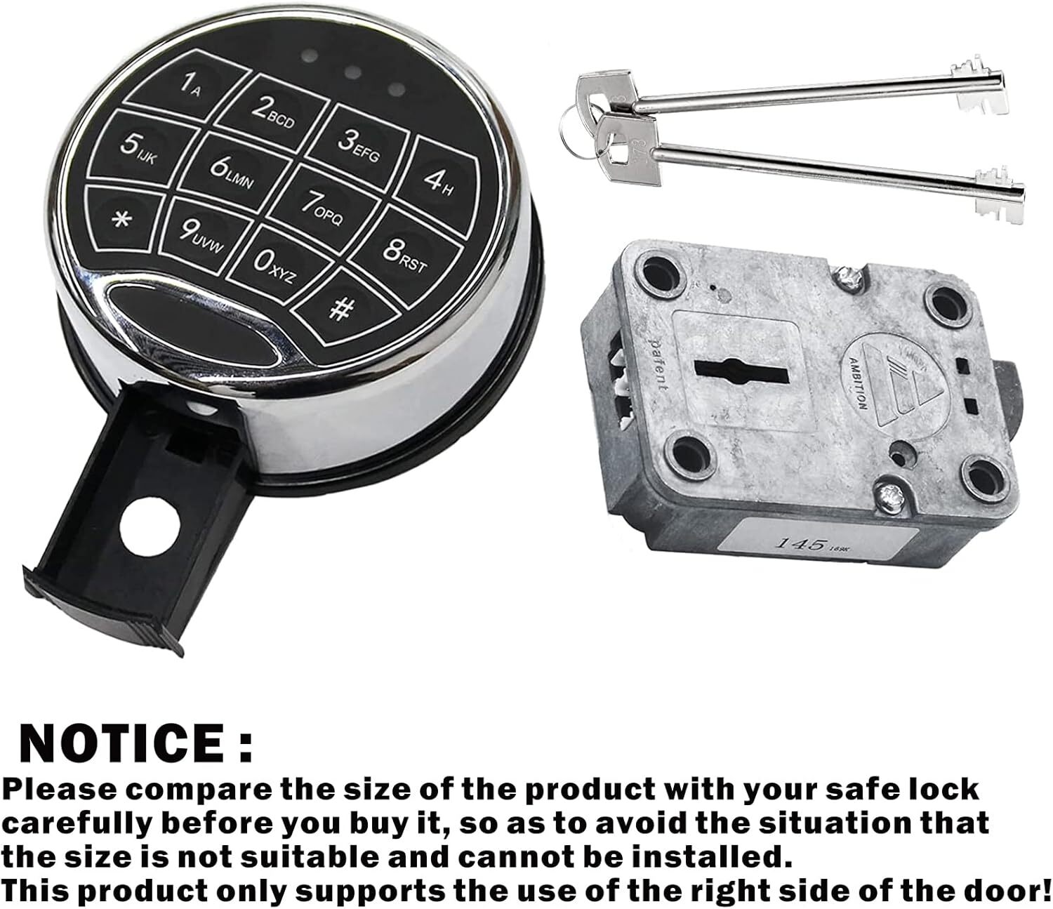 Gun Safe Lock Replacement & Right Swing Bolt Lock Digital Electronic Keypad Lock