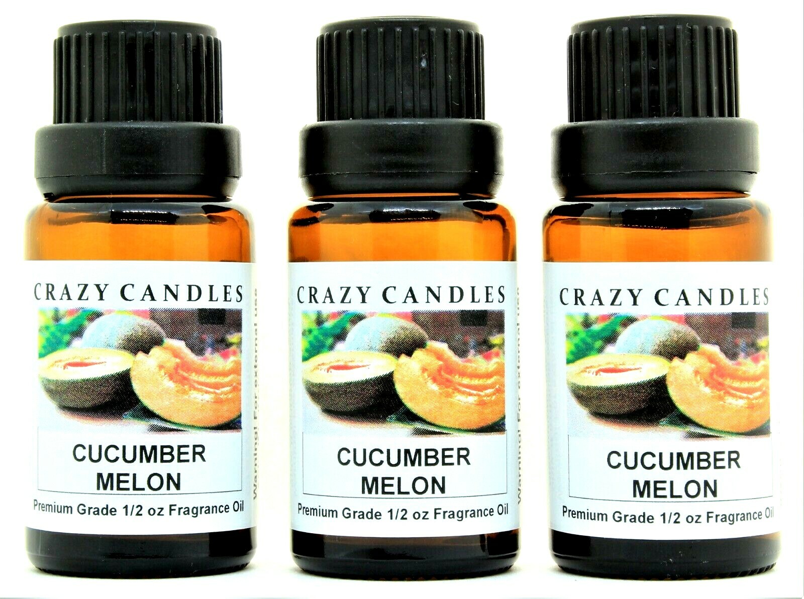 3 Cucumber Melon 1/2oz Premium Grade Scented Fragrance Oil Crazy Candles