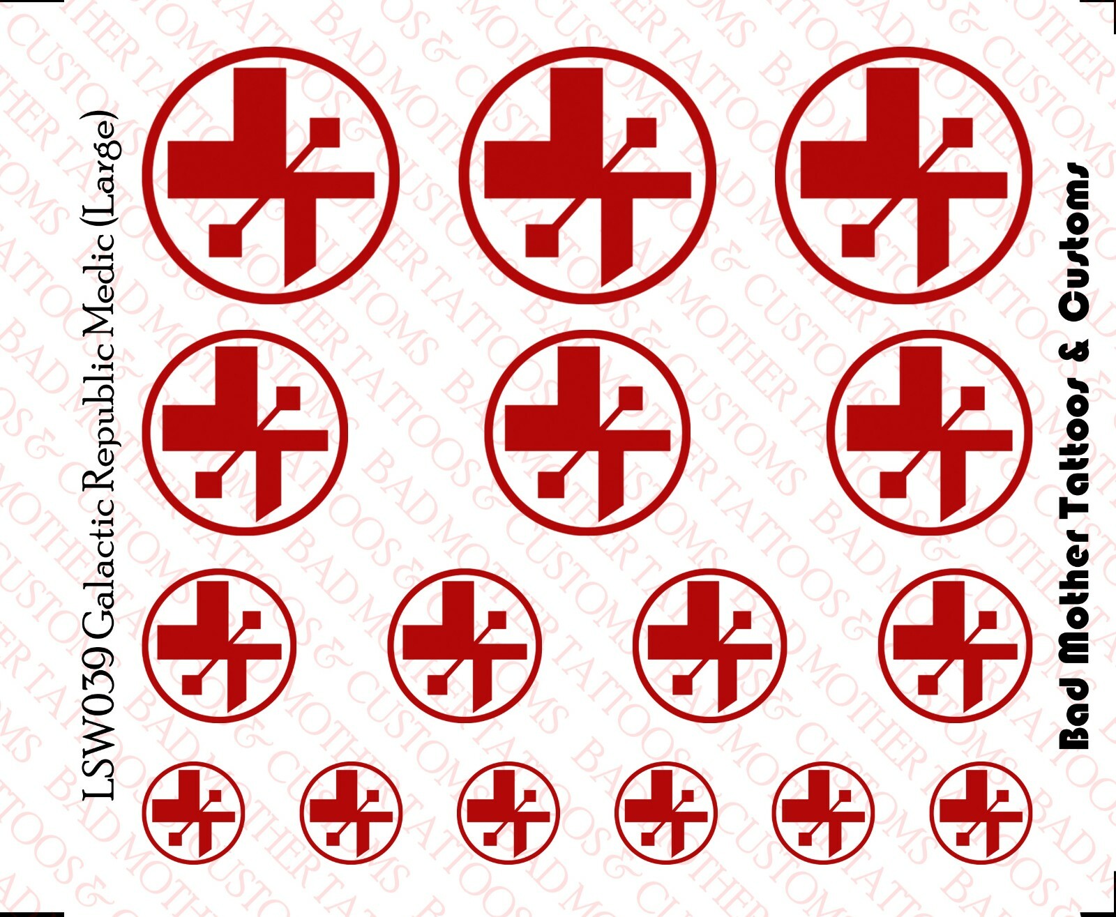 Star Wars Galactic Empire Medic Waterslide Decals for Action figures (Large)