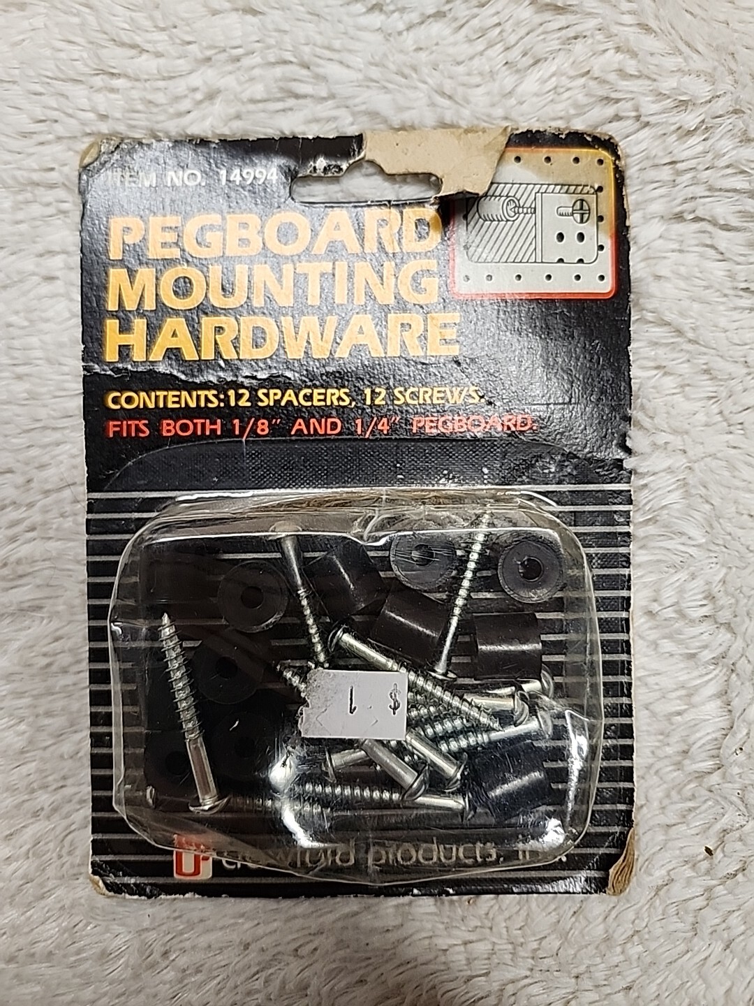 ☆ NOS Crawford Pegboard Mounting Hardware 14994 (12 Spacers, 12 Screws)