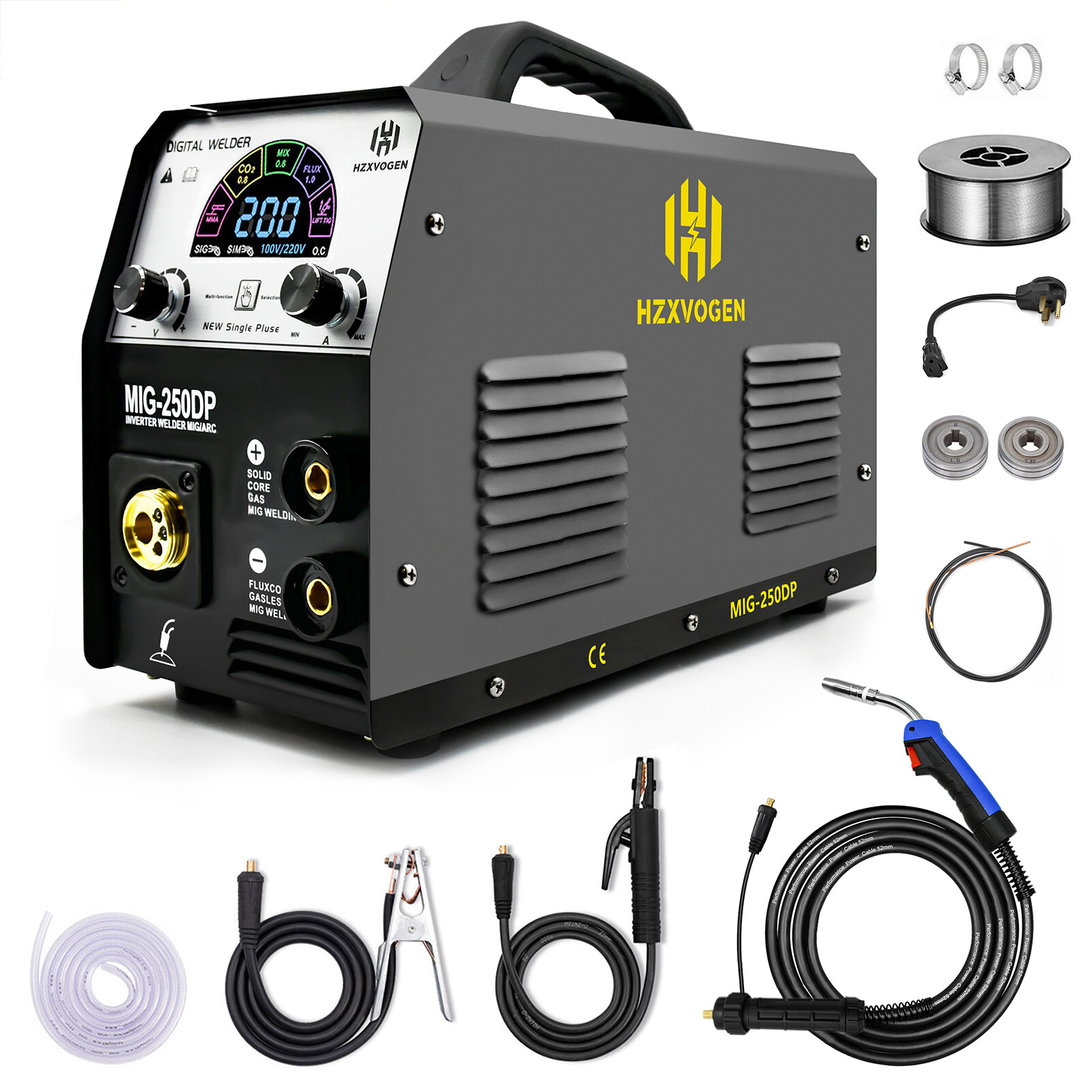 HZXVOGEN Aluminum MIG Welder 4IN1 TIG MMA Gas/Gasless Welding Machine 110/220V