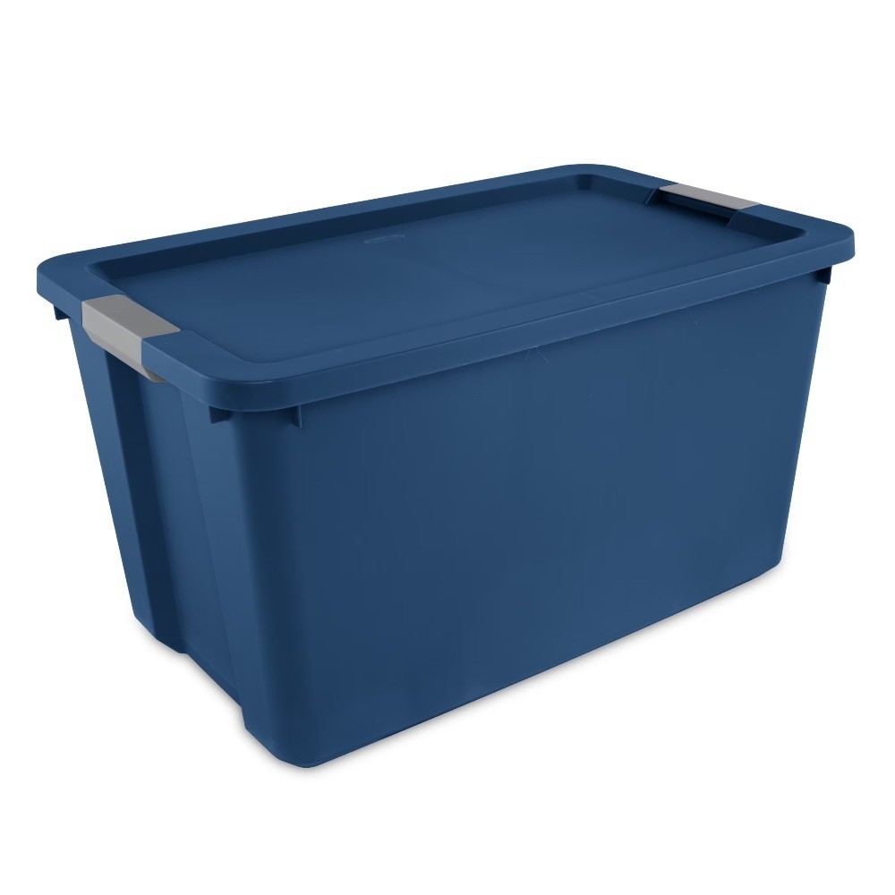 Extra Large 34 Gallon Storage Bin with Latching Lid Blue Plastic Container
