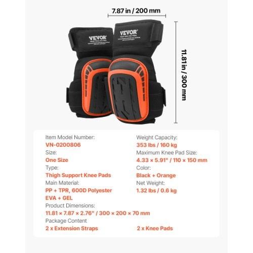 Knee Pads for Work Extended Heavy Duty Construction Knee Pads with 2