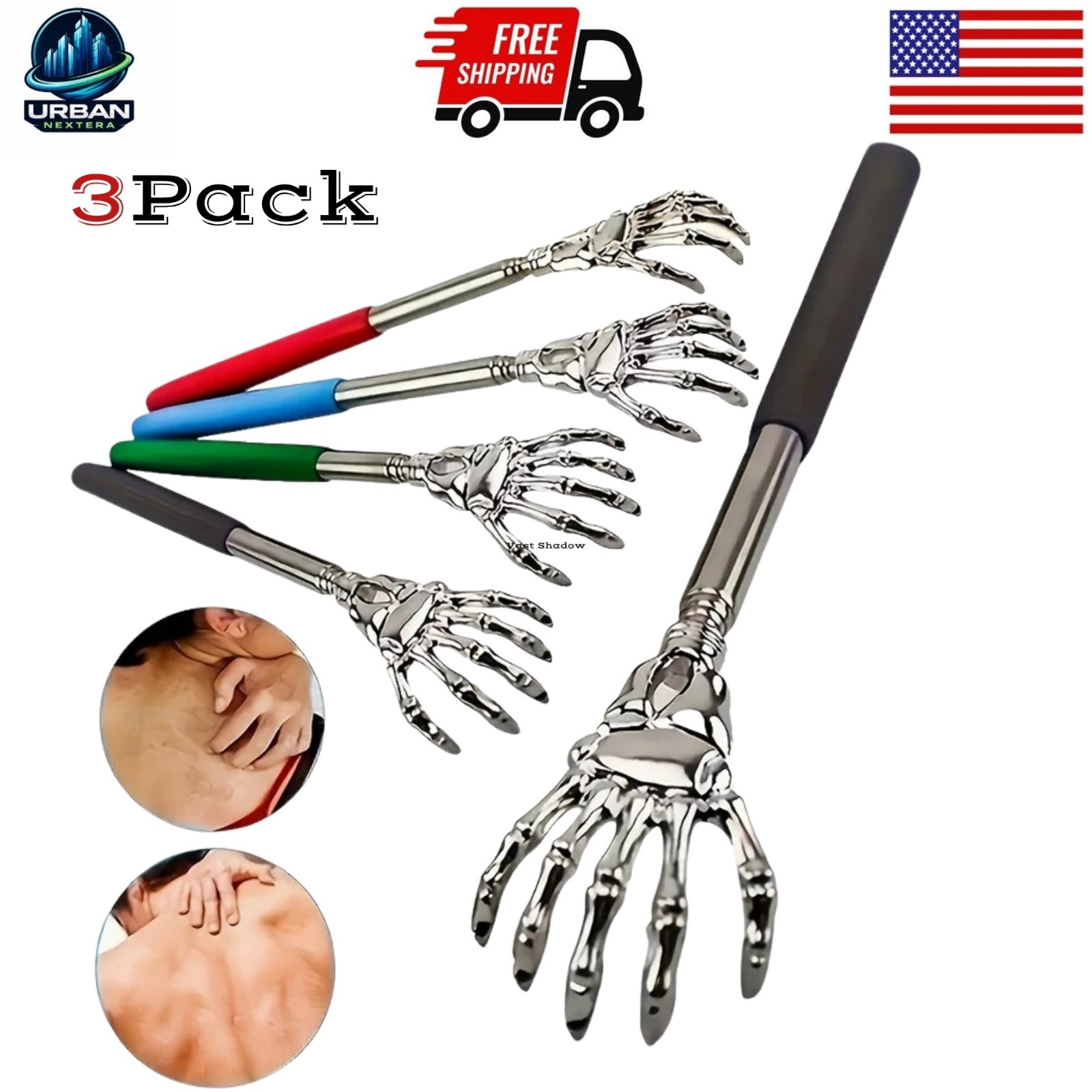 Metal Back Scratcher Back Extendable Massager Bear Claw Telescopic New