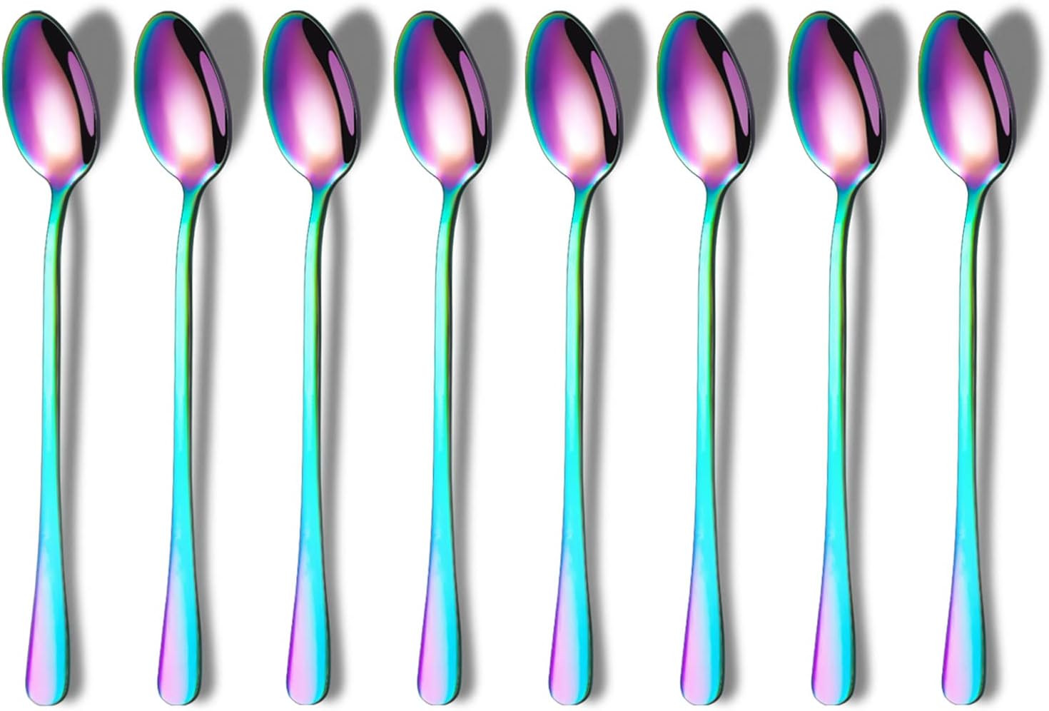 Rainbow Long Handle Spoons, Coffee Stirrers, Premium Stainless Steel Coffee & Te