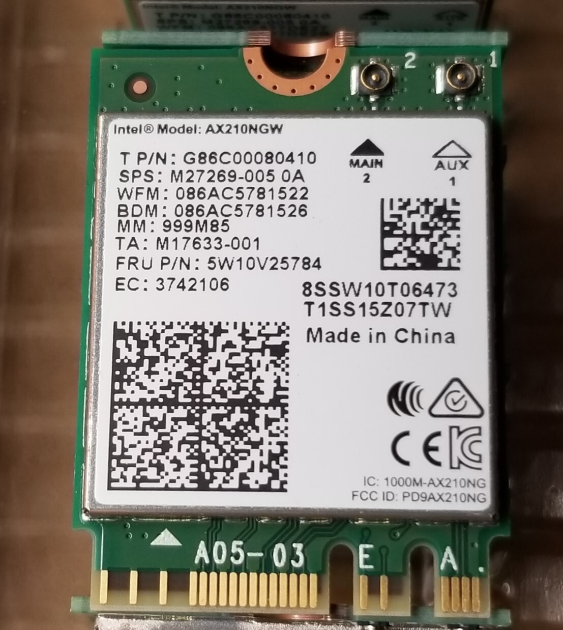 Original Intel wireless AX210 AX201 Wi-Fi for Lenovo ThinkPad T14s Gen 2 (Intel)