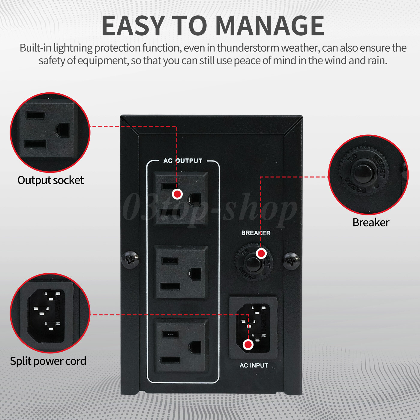 500VA/300W Battery Backup UPS Featuring 3 Outlets,Perfect for Home and Office