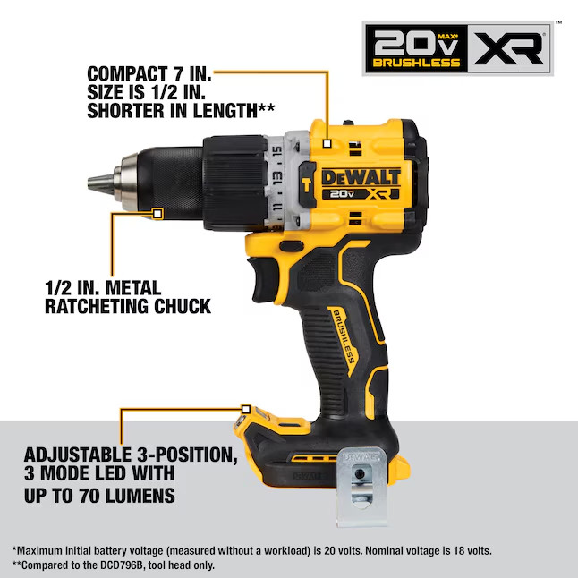 DEWALT 20V MAX XR Brushless 4-Tool Combo Kit with POWERSTACK, DCK449E1P1