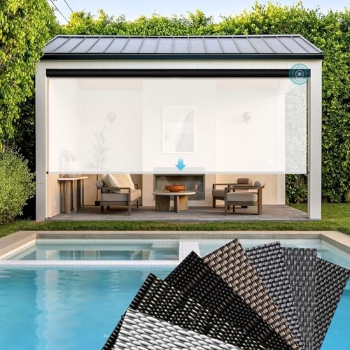 Motorized Outdoor Patio Shades with Remote Control, Compatible A Fabric Sample