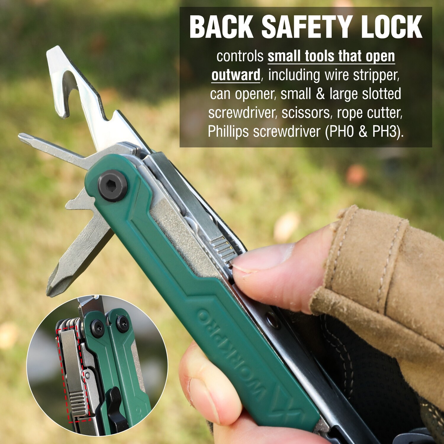 WORKPRO 18-in-1 Multitool Plier EDC Multi Tool w/ 2 Safety Lock Stainless Steel